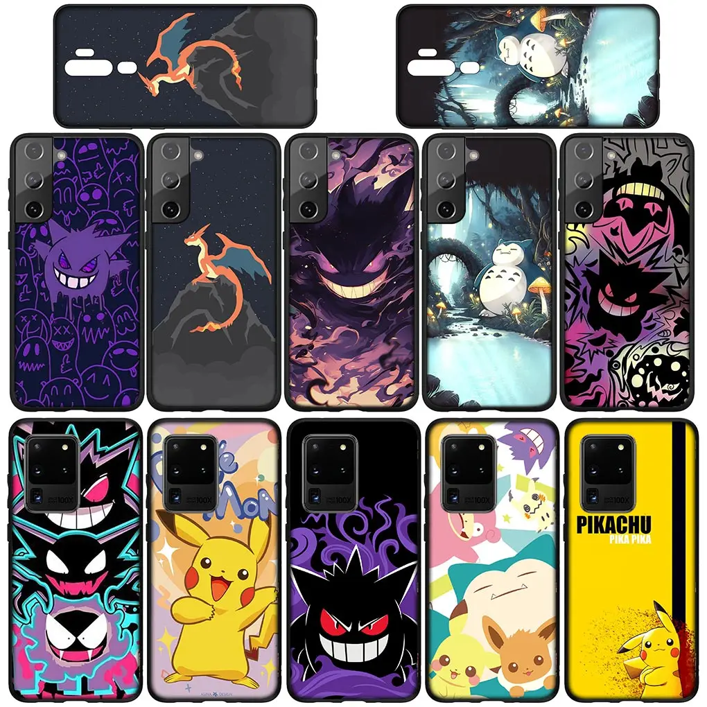 P-Pokemons GO Gengar P-Pikachus мягкий чехол для телефона Samsung Galaxy S21 S20 Fe S23 S22 Ultra S8 Plus A25 A12 A13 A21S A73