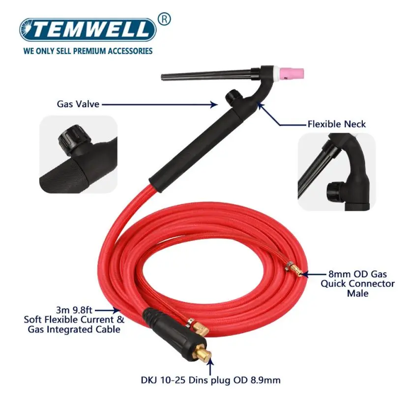 

TEMWELL WP17F TIG Сварочный шланг 5 м