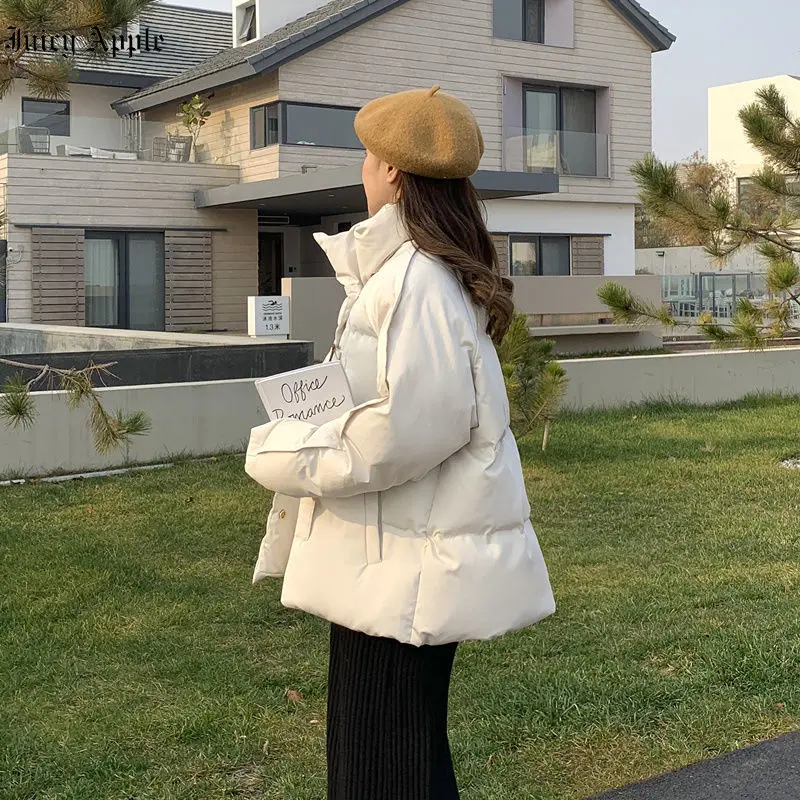 Woman Parka Thick Solid Color Coats Woman Winter 2022 Long Sleeve Turtleneck Jacket Women Streetwear Office Lady Female Clothing