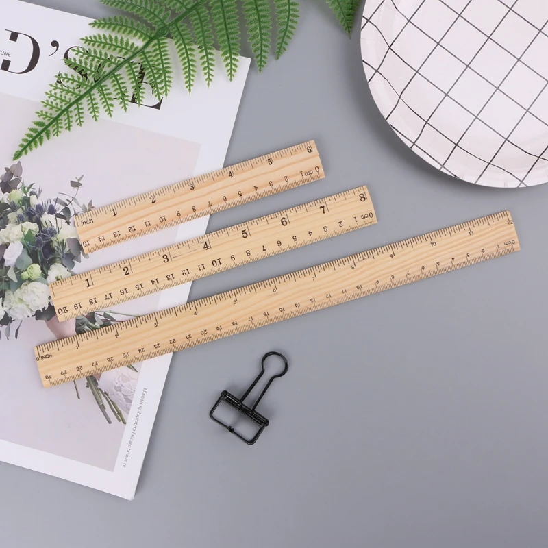 

15cm 20cm 30cm Wooden Ruler Double Sided Scale Measuring Tool Supplies for Children Students Drawing Construction Supply