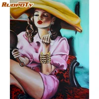 ruopoty frameless women diy painting by numbers figure painting acrylic paint by numbers home wall art picture 40x50cm gift