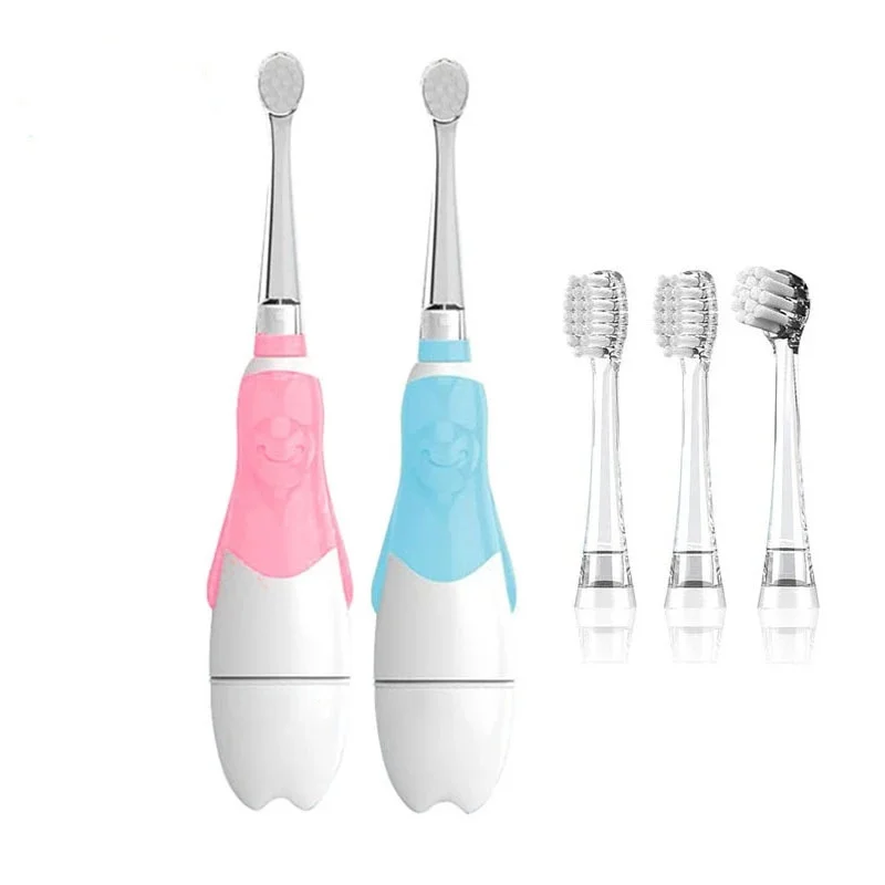 

Электрическая зубная щетка с аккумулятором, Детская звуковая светодиодная подсветка, умный таймер, водонепроницаемая IPX7 сменная щетка Dupont ...