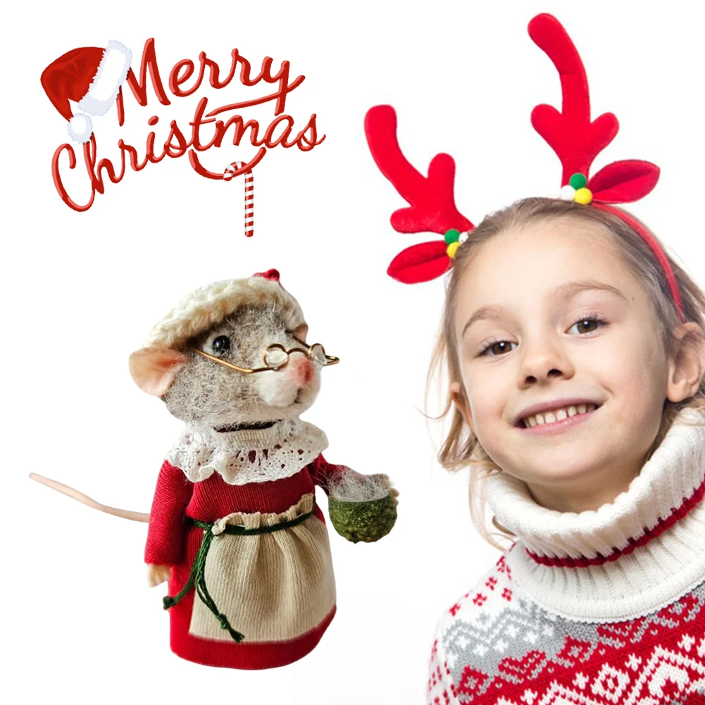Милая фигурка мышей из фетра рождественские украшения милые шерстяные иглы