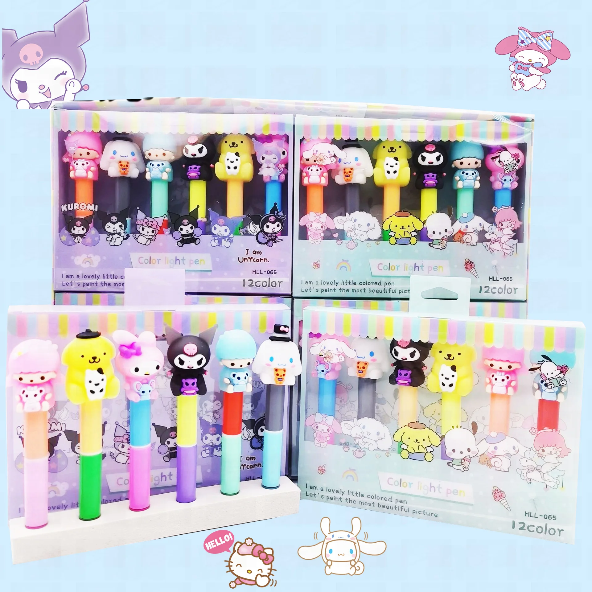 

12 Color New Sanrio Kuromi Mymelody Hellokitty Highlighter Candy Color Watercolor Pen Student Stationery Marker
