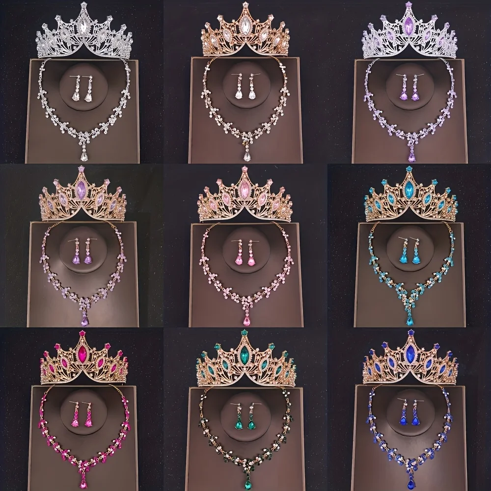 Тиары и серьги в стиле барокко с кристаллами