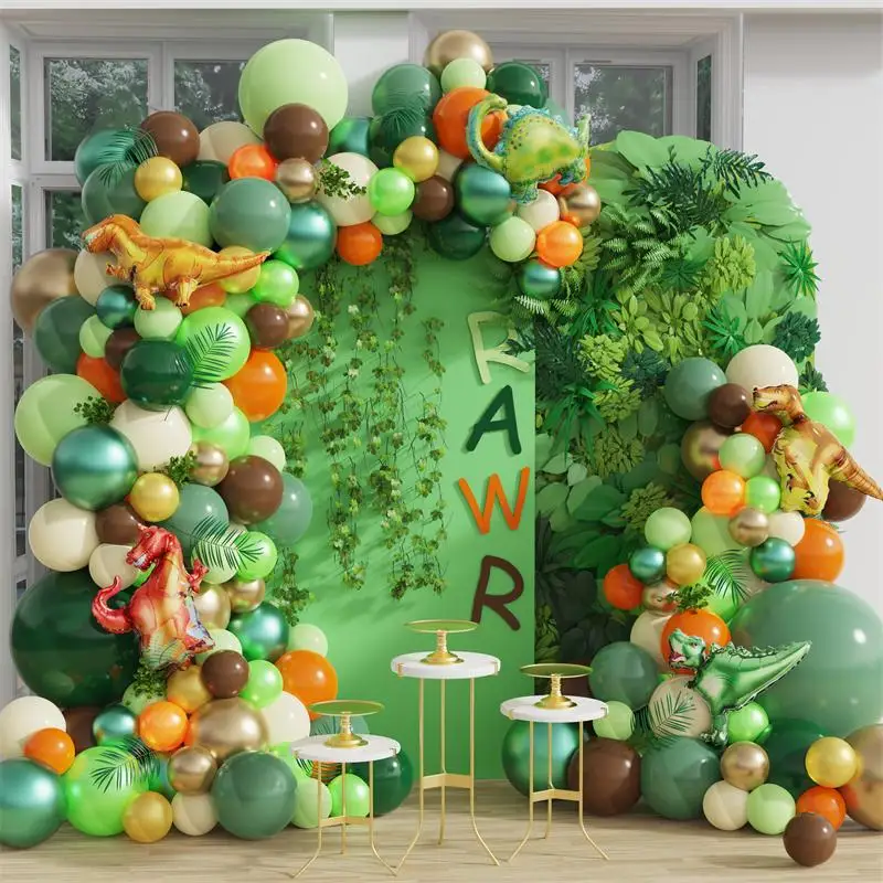 

127Pcs/Set Dinosaur Balloon Garland Arch Kit Forest Party Birthday Baby Shower Orange Green Dinosaur Foil Balloon Decoration