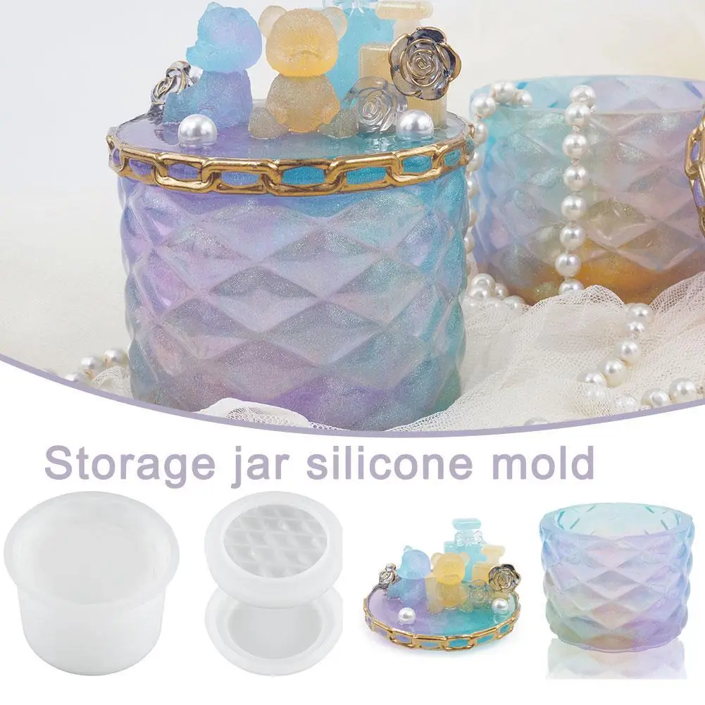 

2023 Large Crystal Jar Silicone Mold Jewelry Storage Box Candy Cans Resin Mould DIY Handmade Tool For Resin Epoxy Molds