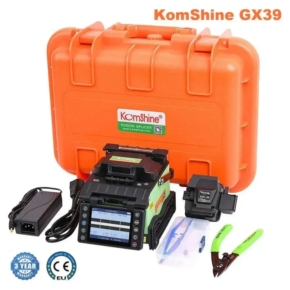 Фото DHL UPS FedEx Komshine GX39 Многоязычный сварочный аппарат FTTx с V-образной канавкой для выравнивания сердечника Одноволоконно-оптическая машина для сращивания №5