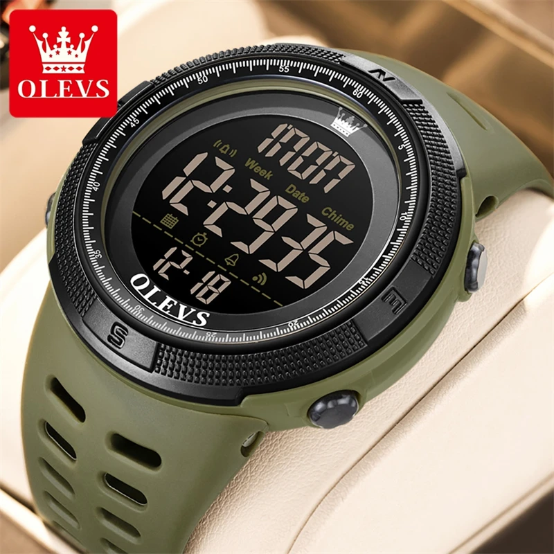 

OLEVS 1109 Digital Waterproof Watch For Men Silicone Strap Multi-functionFashion Men's Wristwatch Chronograph Luminous Calendar