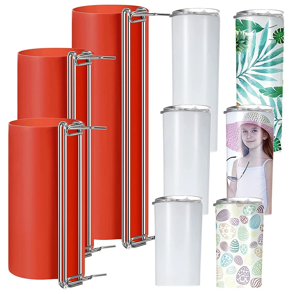 

3 Pieces Sublimation Silicone Mug Wrap 11 Oz, 15 Oz, 20 Oz Silicone Cup Clamp Heat Press for Printing Mugs Sublimation