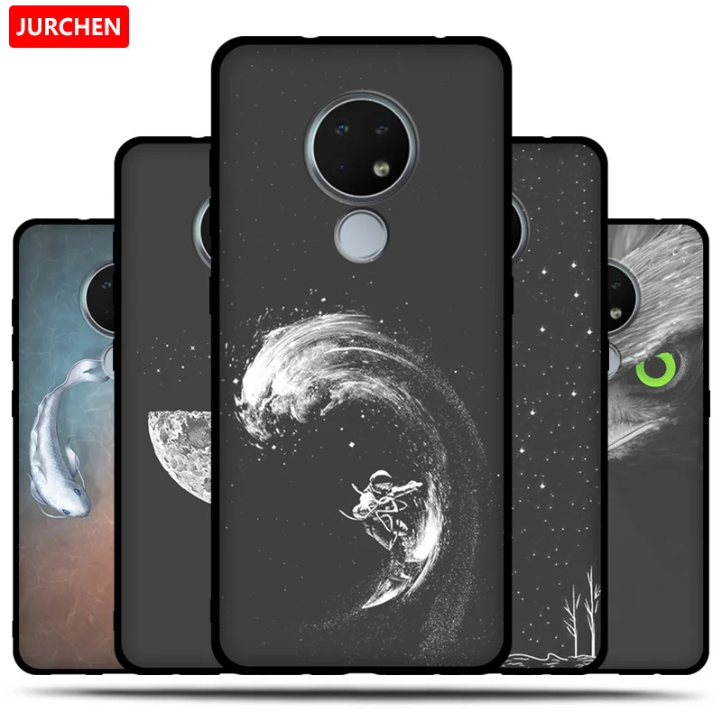 Jurchen-мягкий силиконовый чехол для Nokia 6 2 2019 дюйма мультяшный принт ТПУ черный