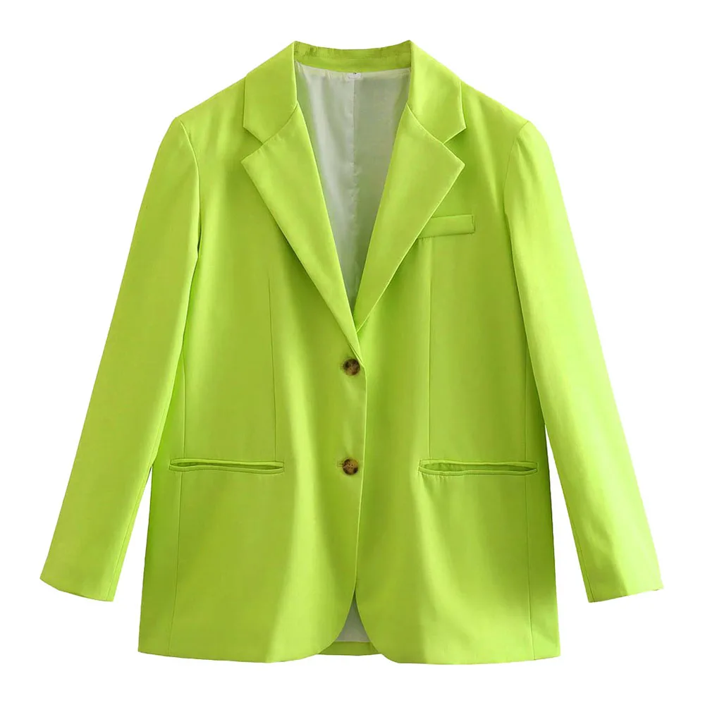 

Spring and autumn new women's jackets solid color long-sleeved loose casual blazer pockets single-breasted blazer