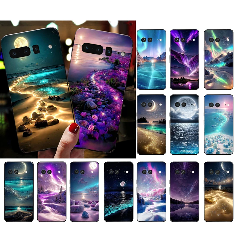 

Night Sky Moon Aesthetic Phone Case for Google Pixel 7 Pro 7 6A 6 Pro 5A 4A 3A Pixel 4 XL Pixel 5 6 4 3 XL 3A XL 2 XL Funda