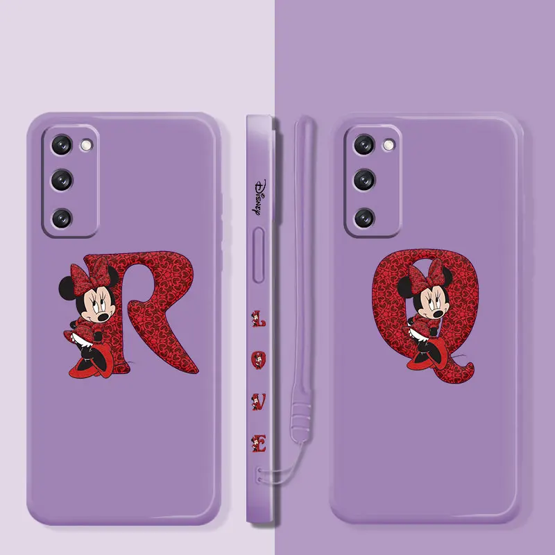 

Minnie Mouse Love Heart Letter R Case For Samsung Galaxy S22 S21 S20 S10 S8 S9 S10e Ultra Plus FE Note 20 Silicone Liquid Candy