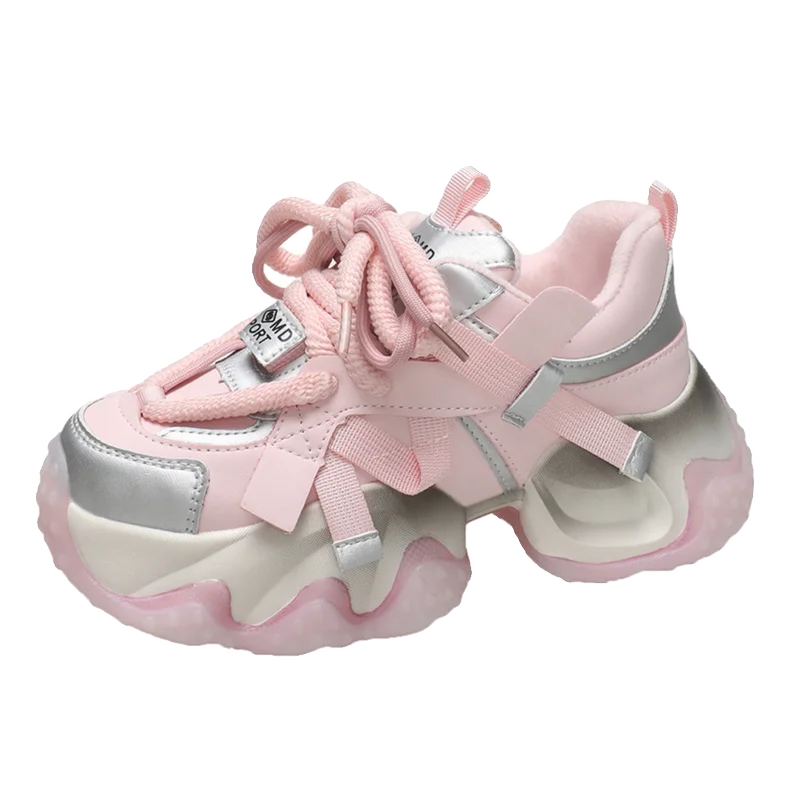 Женские кроссовки женская обувь модная для бега на платформе 2024 розы