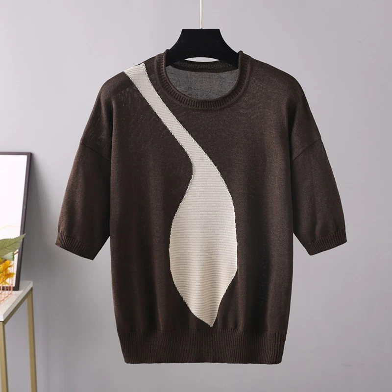 Женская одежда размера плюс рубашка с принтом спереди пуловер топ круглым