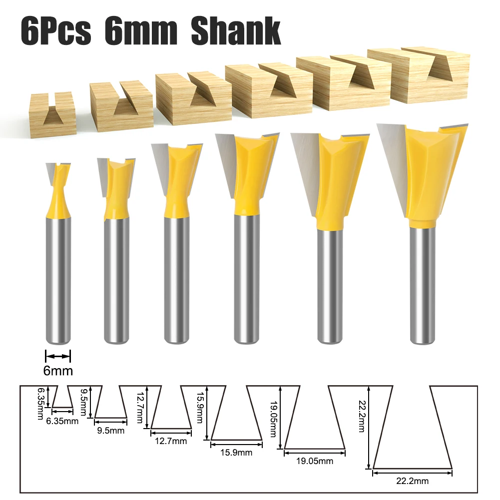 Фрезы для дерева WKER, твердосплавные, 6 мм/8 мм, хвостовик 1/4 дюйма