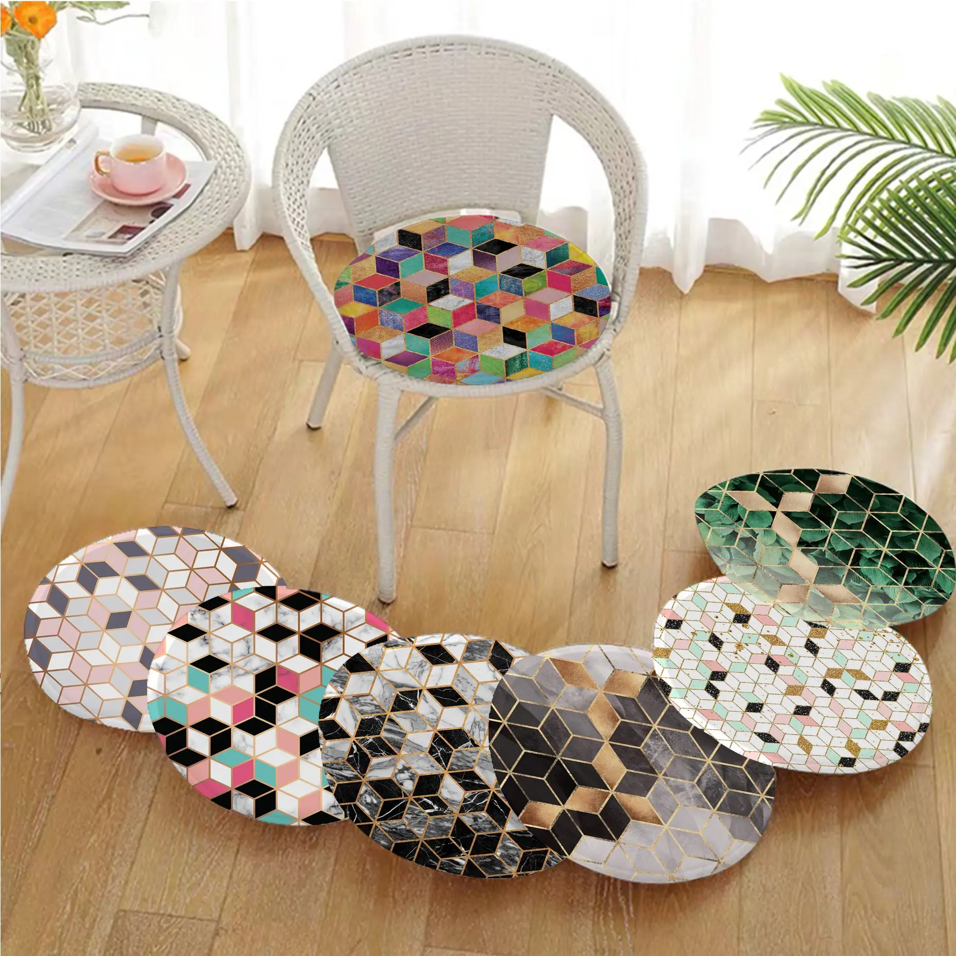 

Colorful Cubes Marble texture Art Multi-Color Chair Cushion Soft Office Car Seat Comfort Breathable 45x45cm Stool Seat Mat