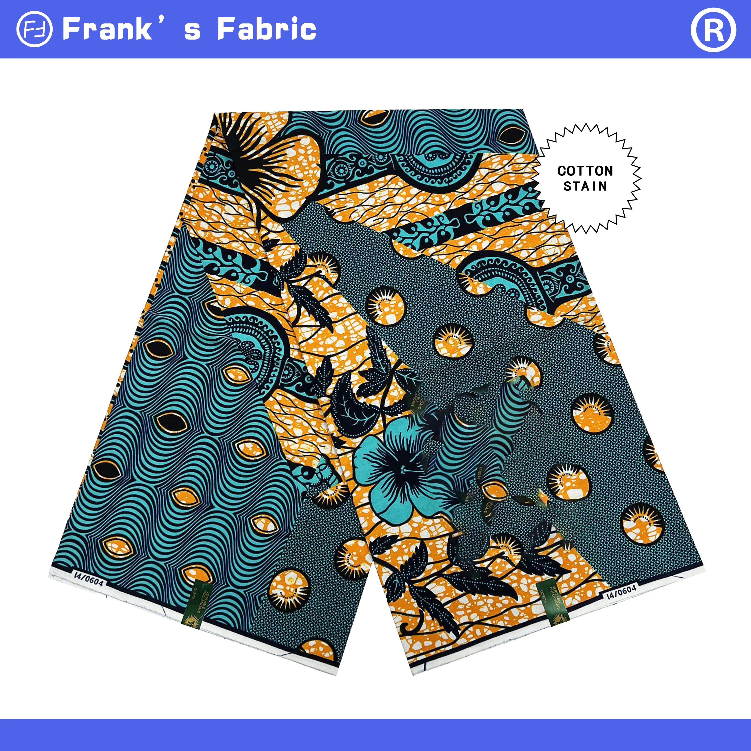 

High Quality Nigeria Ankara Wax Fabric For Sewing 6 Yards 100%Genuine Hollandais Dutch African Wax Printed Fabric From Holland