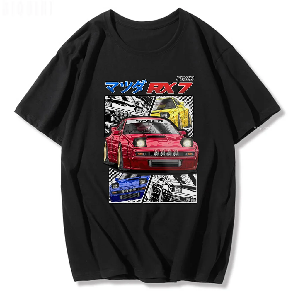 

JDM Mazda RX-7 Turbo II T Shirt Initial D 2022 Summer FC3S Manga Printed Japan Streetwear Unisex Male Harajuku Tops O-neck Party