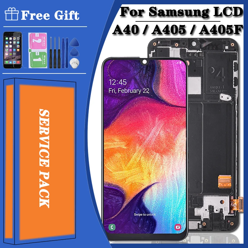 Super AMOLED For Samsung Galaxy A40 LCD 2019 A405 Display Touch Screen Digitizer Replacement For Samsung A405F A405FN A405FM