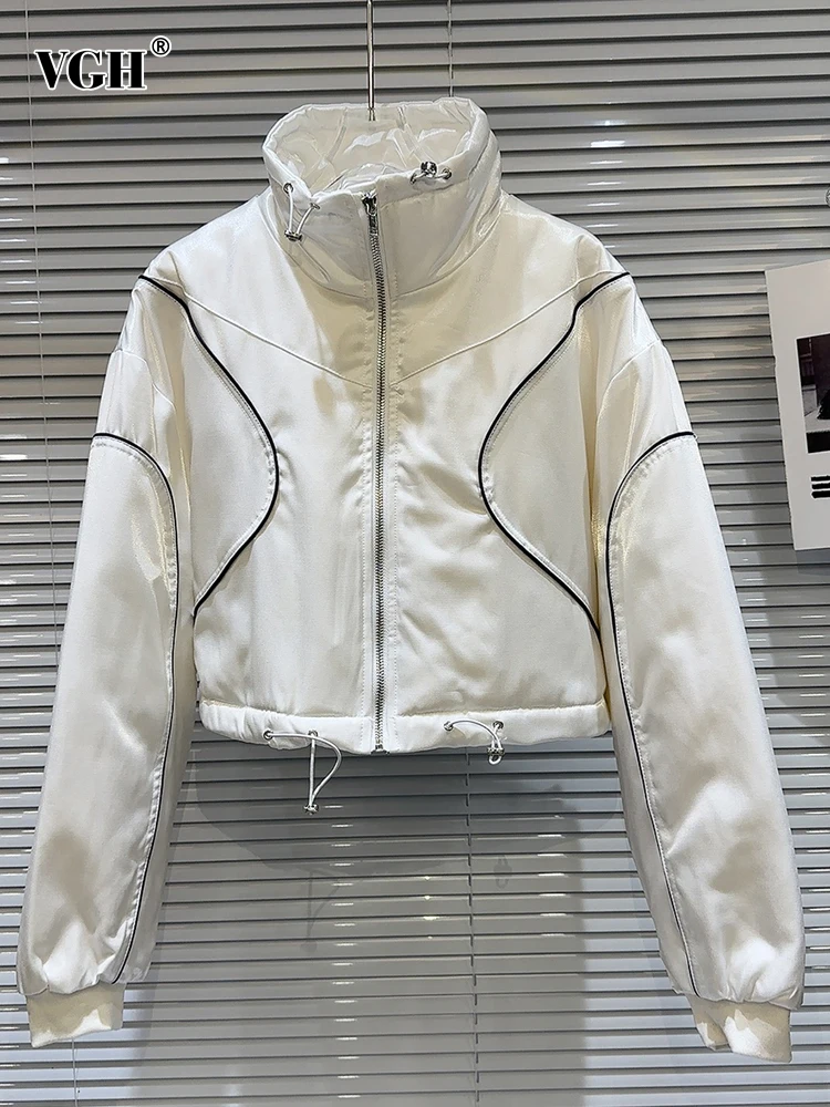 

Женская короткая зимняя куртка VGH, повседневная Водолазка с длинным рукавом и шнурком