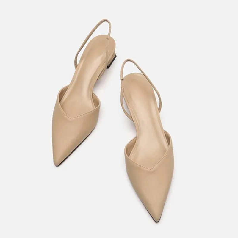 Summer New Black Pointed Toe Sling Black Temperament High Heeled Shoes French Girl Fashion Stiletto Sandals Office Women's Shoes