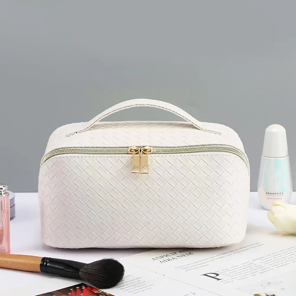 

Large Makeup Bag Leather Cosmetic Bag For Women Toiletry Kit Bags Makeup Storage Pouch Travel Cosmetic Bag For Makeup Organ H5h1