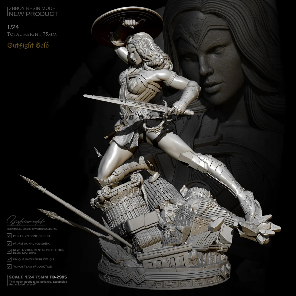 

75mm 1/24 Goddess of Victory Resin Figure Female Soldier TD-2995