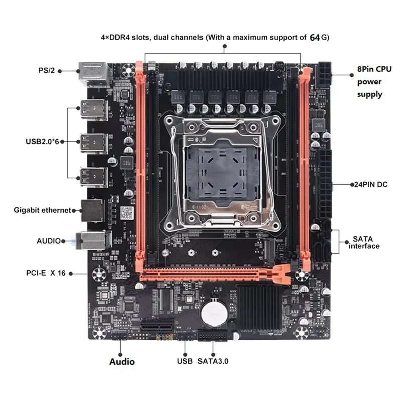 X99E Motherboard+E5 2678 V3 CPU+Thermal Grease Support 4XDDR4 RECC RAM PCIEX16 Nvme Gigabit LAN Card Desktop Motherboard