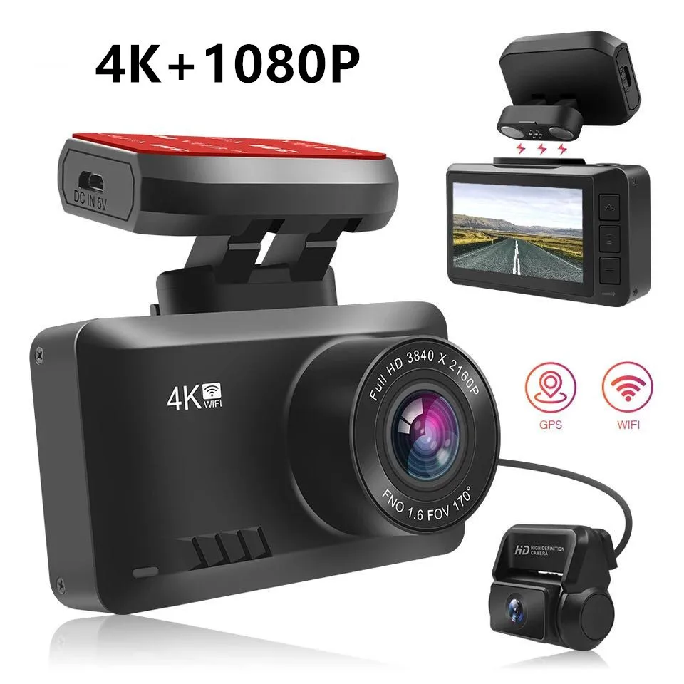 

Car 4K Dash Cam Dual Lens Car DVR Camera Gesture Sensing HD Car Night Vision WIFI GPS Rear View Night Vision WDR Video Recorder