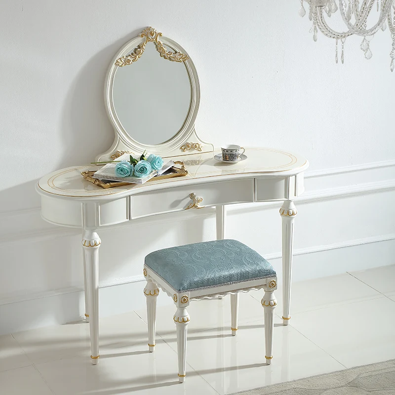 

French-style European-style small apartment romantic fresh dresser bedroom makeup table makeup stool mirror P6