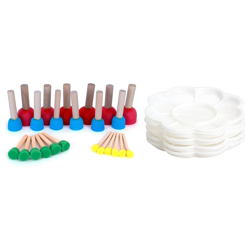 

2 Set Painting Tools Foam Pouncer Assortment-Sponge Painting Stippler Set -Foam Brush Value Pack With Plastic Nail Art Paint Col