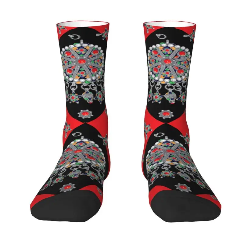 

Funny Kabyle Jewelry Socks Women Men Warm 3D Print Amazigh Carpet Morocco Sports Basketball Socks