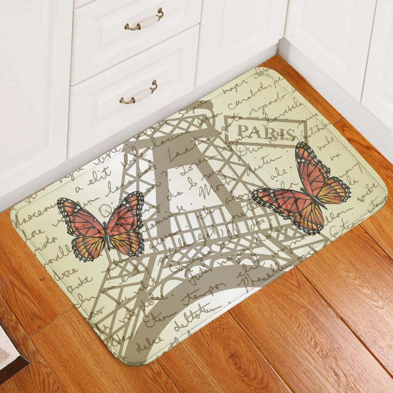 Paris Monarchs Letter Door Mat Polyester Doormat Rug Non-slip Durable Carpet Mat Footpad