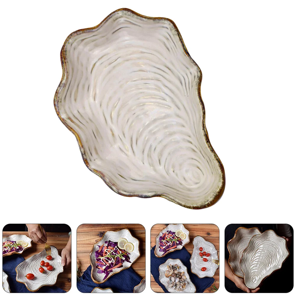 

Shell Dial Dessert Holder Necklace Tray Food Plate Salad Plate Ceramics Shell Shape Plate Jewelry Earrings