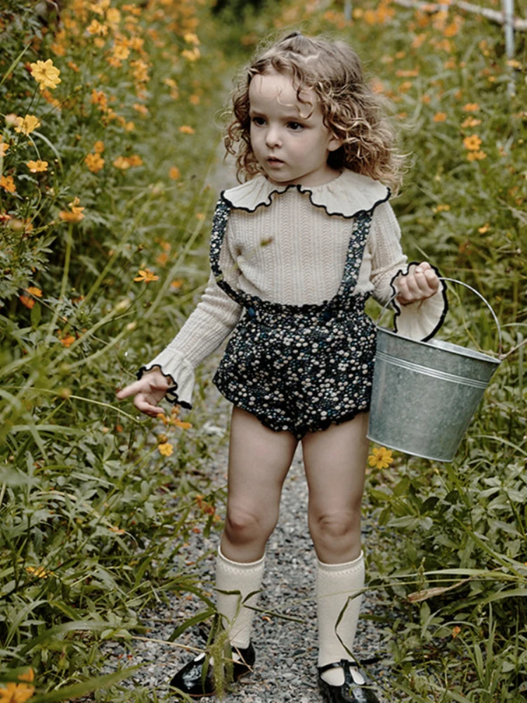 

Girls Floral Shorts 2022 Children's Spring And Summer New Retro Printing Nu Bread Pants Baby Four Seasons All-Match Tide