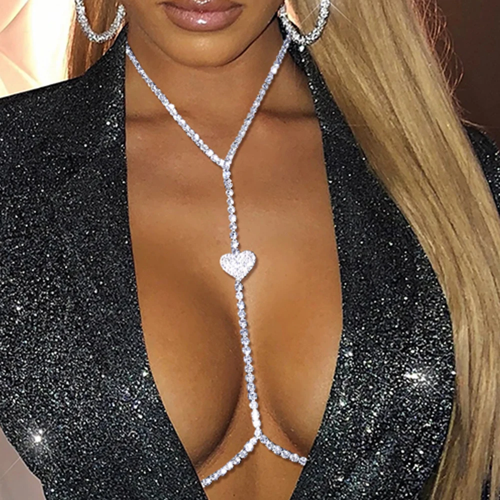 

Женская цепочка на грудь, с кристаллами