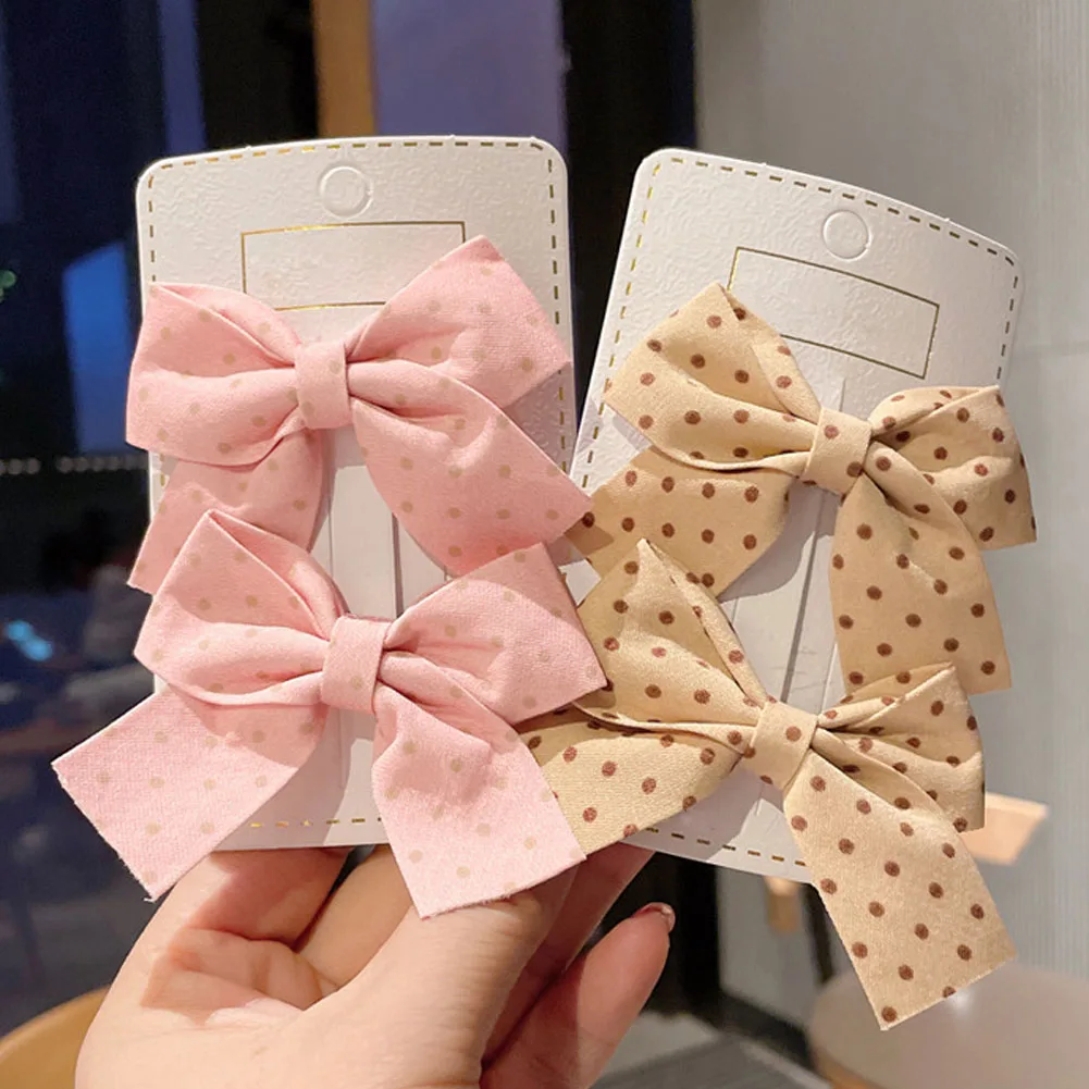 

2 Pieces Polka Dot Hair Clips Girl Hair Accessories Little Girl Art Small Fresh Bow Hairpin Baby Bangs Hairpin Hair Accessories