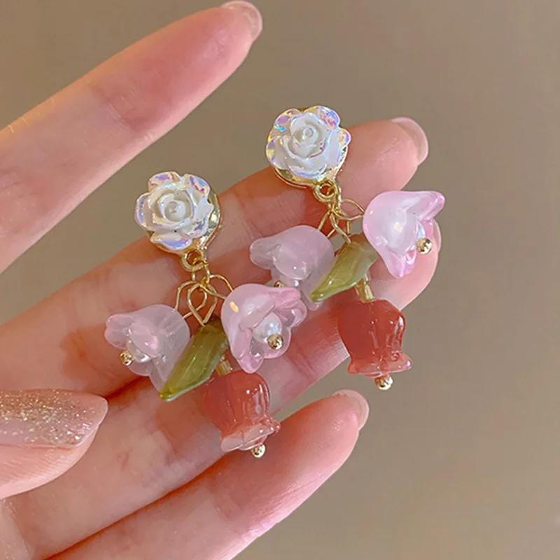 

New Small Fresh Camellia Earrings for Women Trendy Sweet Flowers Stud Earrings Niche Temperament Earrings Jewelry Accessories