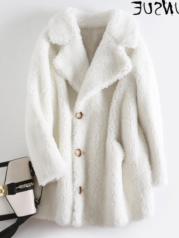 Women's Sheep Shearing Clothes Jacket Winter Real Fur Coat Women White Wool Jackets Casual Manteau Femme Hiver Sqq1270