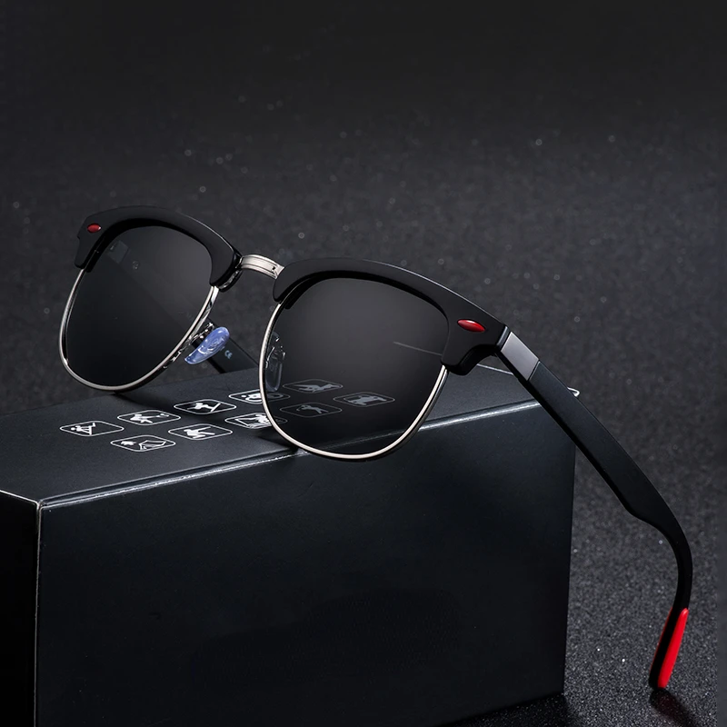 

Classic Retro Rivet Polarized Sunglasses Men Women Brand Designer TR90 Legs Lighter Design Female Male Fashion Sun Glasses