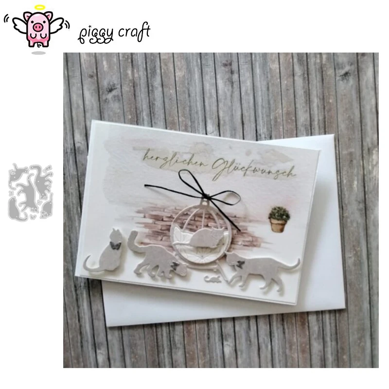 Piggy Craft металлические штампы для резки пресс-форма кошек украшение скрапбукинга