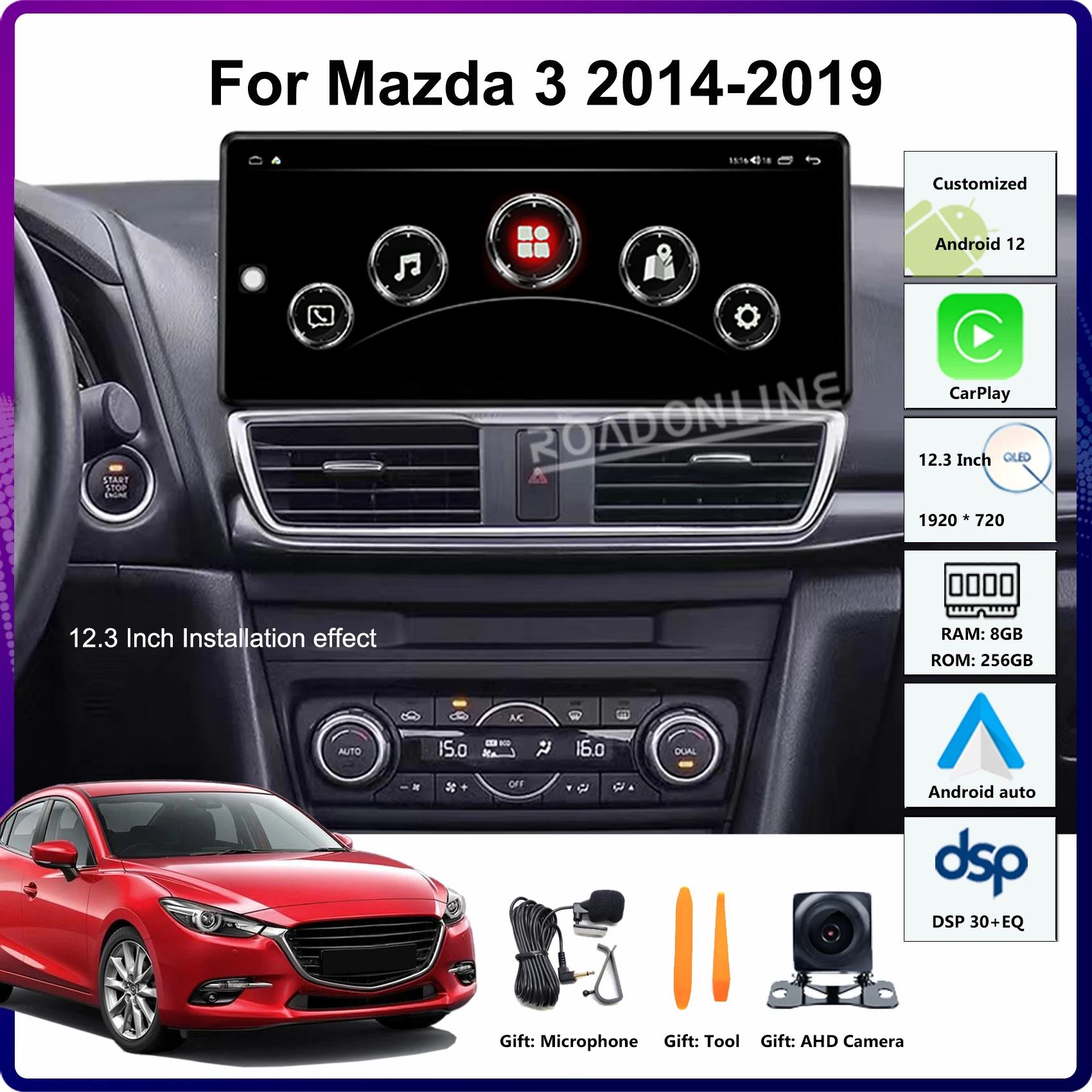 Автомобильный мультимедийный плеер 12 3 дюйма/10 25 дюйма Android для Mazda Mazda3 2014-2019