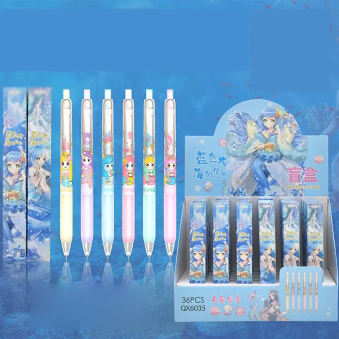 

36 pcs/lot Kawaii Mermaid Princess Gel Pen Cute 0.5mm Black Ink Neutral Pens Gift Stationery Office School Supplies wholesale