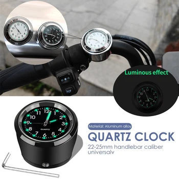 Universal Motorcycle Bike Handlebar Mount Quartz Watch Aluminum Luminous Clock Styling Waterproof Chrome Moto Accessories 1