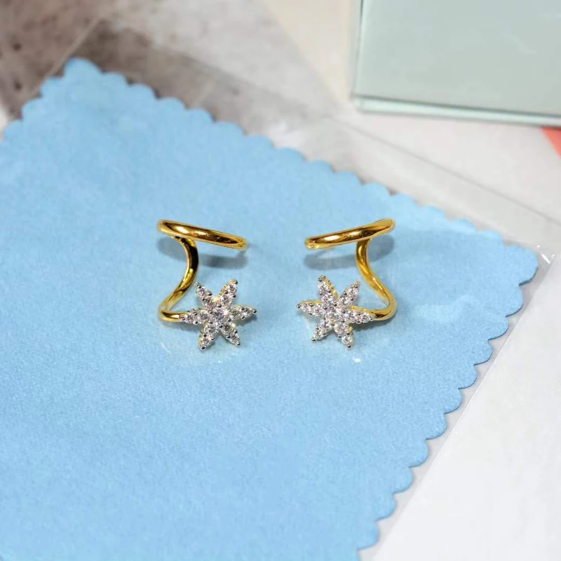 

Creative 925 sterling silver diamond-encrusted flower ear studs design sense retro earrings for women party wedding jewelry
