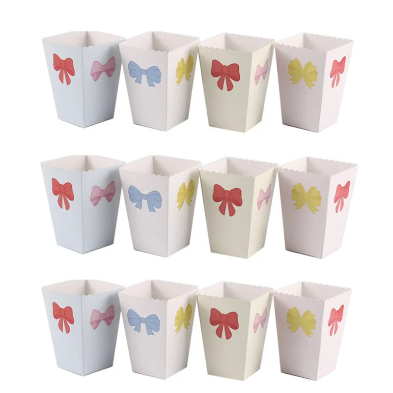 

Детские принадлежности для душа, 6 шт., коробки для попкорна с принтом и бантом, чашки, украшения для дня рождения, Детские сувениры, коробка д...