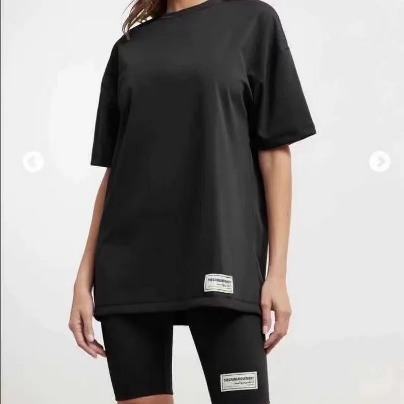 

TGM Women Sportswear Suit Short Sleeve T-Shirt Yoga Crew Neck Top Shorts Set Fashion Running Ladies Two Piece Set Outfits