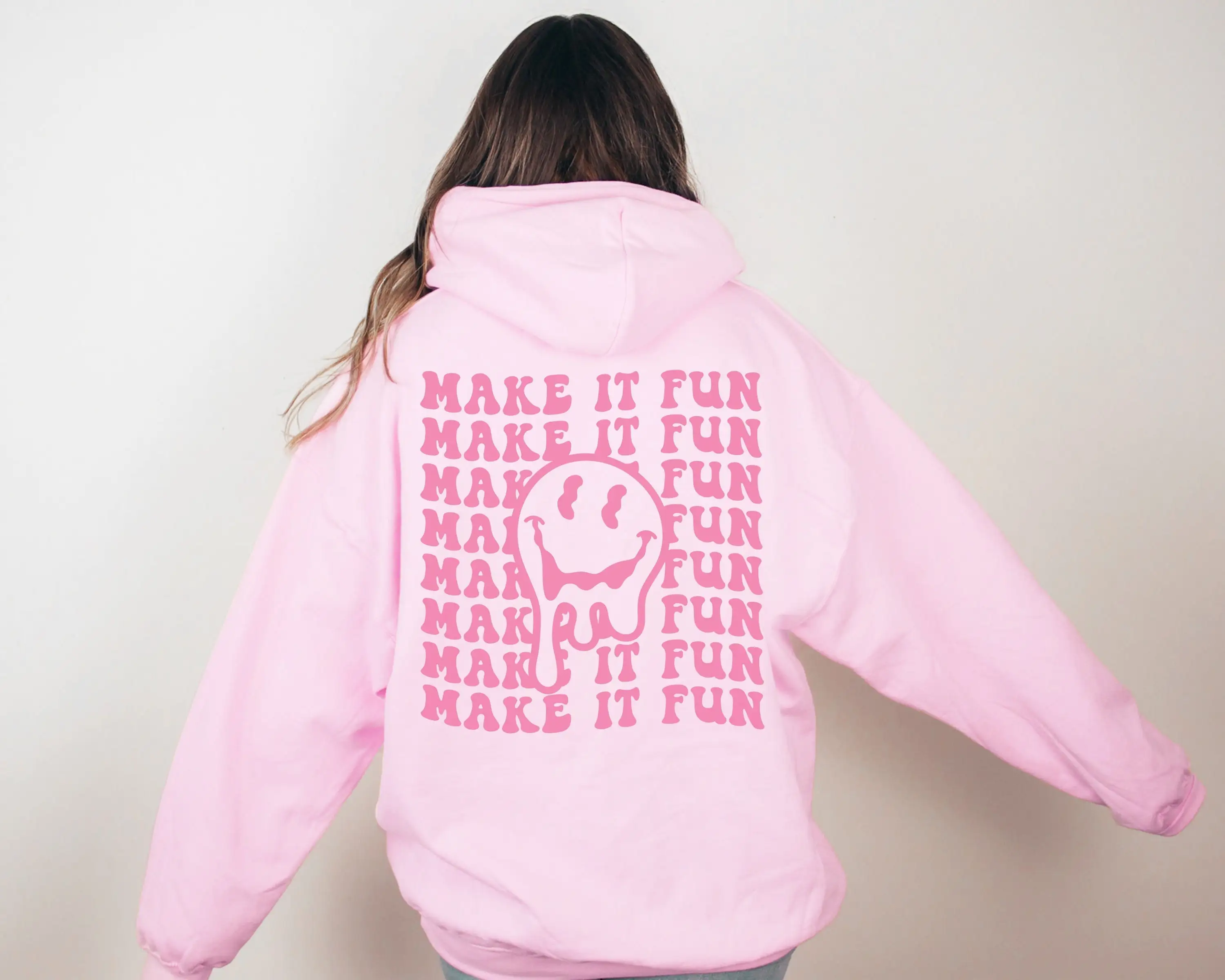 

Make it fun graphic melt smile face gothic grunge tumblr Preppy Aesthetic Hoodie Trendy cotton spring autumn pullovers tops